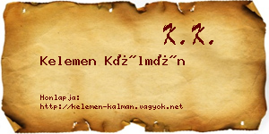 Kelemen Kálmán névjegykártya